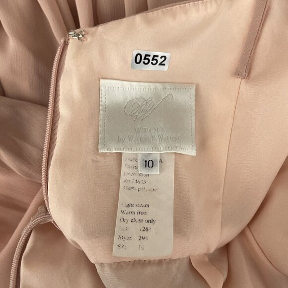 Wtoo By Watters Chiffon Spaghetti Straps Bridesmaids Maxi Dress Blush Pink 10 - Picture 5 of 9